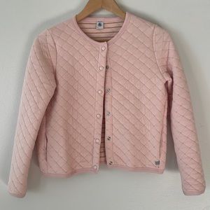 Petit Bateau Pink quilted Jacket with snap front